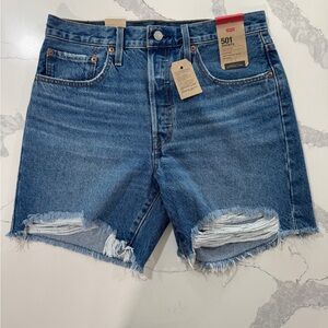 Levi's Blue Distressed Denim Shorts